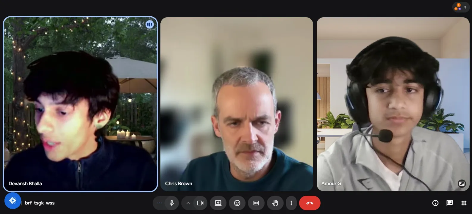 A video call between Devansh, a teammate and a Rivian team member